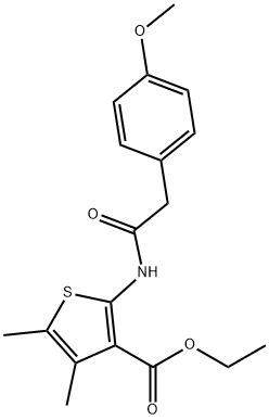 ethyl 2-[[2-(4-methoxyphenyl)acetyl]amino]-4,5-dimethylthiophene-3-carboxylate Struktur