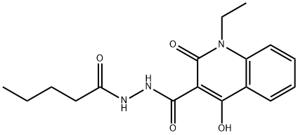 1-ethyl-4-hydroxy-2-oxo-N'-pentanoylquinoline-3-carbohydrazide Struktur