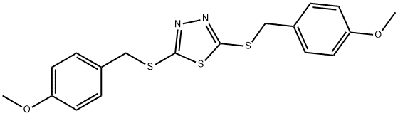 2,5-bis[(4-methoxyphenyl)methylsulfanyl]-1,3,4-thiadiazole Struktur