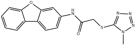 N-dibenzofuran-3-yl-2-(1-methyltetrazol-5-yl)sulfanylacetamide Struktur