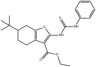 ethyl 6-tert-butyl-2-(phenylcarbamothioylamino)-4,5,6,7-tetrahydro-1-benzothiophene-3-carboxylate Struktur