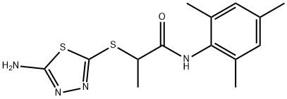 2-[(5-amino-1,3,4-thiadiazol-2-yl)sulfanyl]-N-(2,4,6-trimethylphenyl)propanamide Struktur