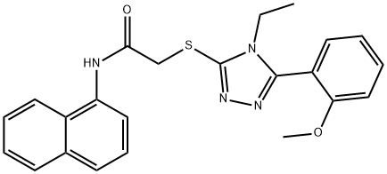 2-[[4-ethyl-5-(2-methoxyphenyl)-1,2,4-triazol-3-yl]sulfanyl]-N-naphthalen-1-ylacetamide Struktur