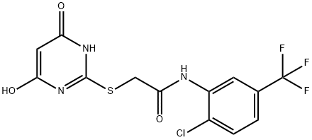 N-[2-chloro-5-(trifluoromethyl)phenyl]-2-[(4-hydroxy-6-oxo-1H-pyrimidin-2-yl)sulfanyl]acetamide Struktur