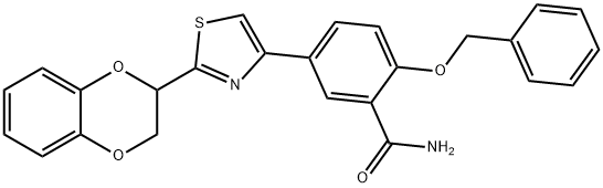 5-[2-(2,3-dihydro-1,4-benzodioxin-3-yl)-1,3-thiazol-4-yl]-2-phenylmethoxybenzamide Struktur