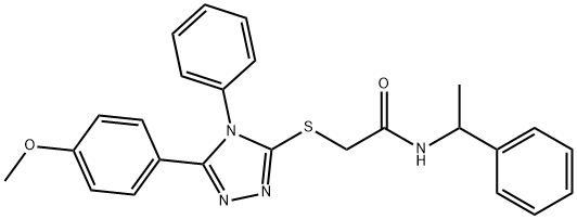 2-[[5-(4-methoxyphenyl)-4-phenyl-1,2,4-triazol-3-yl]sulfanyl]-N-(1-phenylethyl)acetamide Struktur