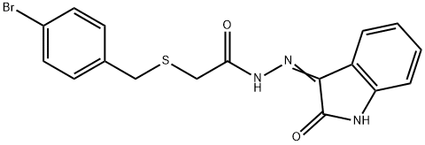 2-[(4-bromophenyl)methylsulfanyl]-N'-(2-oxoindol-3-yl)acetohydrazide Struktur