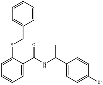 2-benzylsulfanyl-N-[1-(4-bromophenyl)ethyl]benzamide Struktur