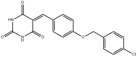 5-[[4-[(4-chlorophenyl)methoxy]phenyl]methylidene]-1,3-diazinane-2,4,6-trione Struktur