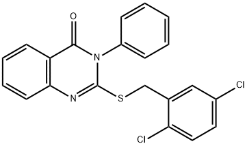 2-[(2,5-dichlorophenyl)methylsulfanyl]-3-phenylquinazolin-4-one Struktur