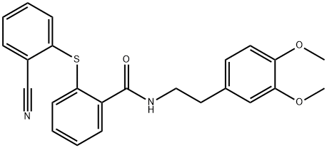 2-(2-cyanophenyl)sulfanyl-N-[2-(3,4-dimethoxyphenyl)ethyl]benzamide Struktur