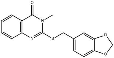 2-(1,3-benzodioxol-5-ylmethylsulfanyl)-3-methylquinazolin-4-one Struktur