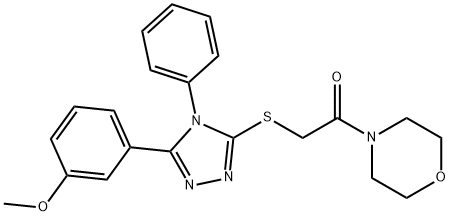 2-[[5-(3-methoxyphenyl)-4-phenyl-1,2,4-triazol-3-yl]sulfanyl]-1-morpholin-4-ylethanone Struktur