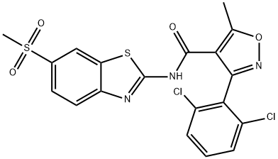 3-(2,6-dichlorophenyl)-5-methyl-N-(6-methylsulfonyl-1,3-benzothiazol-2-yl)-1,2-oxazole-4-carboxamide Struktur