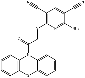 2-amino-6-(2-oxo-2-phenothiazin-10-ylethyl)sulfanylpyridine-3,5-dicarbonitrile Struktur