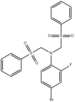 N,N-bis(benzenesulfonylmethyl)-4-bromo-2-fluoroaniline Struktur