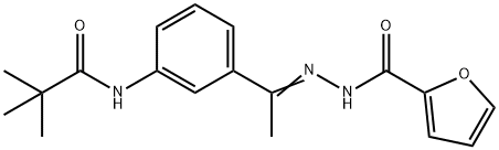 N-[(Z)-1-[3-(2,2-dimethylpropanoylamino)phenyl]ethylideneamino]furan-2-carboxamide Struktur