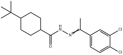 4-tert-butyl-N-[(E)-1-(3,4-dichlorophenyl)ethylideneamino]cyclohexane-1-carboxamide Struktur