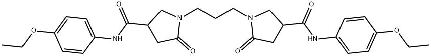 N-(4-ethoxyphenyl)-1-[3-[4-[(4-ethoxyphenyl)carbamoyl]-2-oxopyrrolidin-1-yl]propyl]-5-oxopyrrolidine-3-carboxamide Struktur