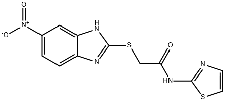 2-[(6-nitro-1H-benzimidazol-2-yl)sulfanyl]-N-(1,3-thiazol-2-yl)acetamide Struktur