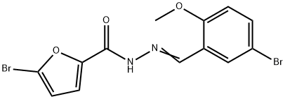 5-bromo-N-[(E)-(5-bromo-2-methoxyphenyl)methylideneamino]furan-2-carboxamide Struktur