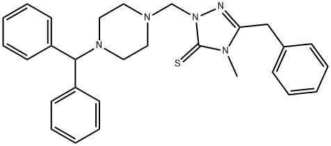 2-[(4-benzhydrylpiperazin-1-yl)methyl]-5-benzyl-4-methyl-1,2,4-triazole-3-thione Struktur