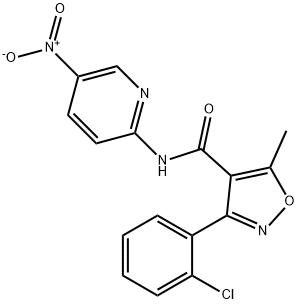 3-(2-chlorophenyl)-5-methyl-N-(5-nitropyridin-2-yl)-1,2-oxazole-4-carboxamide Struktur