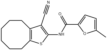 N-(3-cyano-4,5,6,7,8,9-hexahydrocycloocta[b]thiophen-2-yl)-5-methylfuran-2-carboxamide Struktur