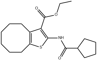 ethyl 2-(cyclopentanecarbonylamino)-4,5,6,7,8,9-hexahydrocycloocta[b]thiophene-3-carboxylate Struktur