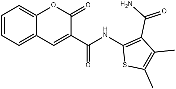 N-(3-carbamoyl-4,5-dimethylthiophen-2-yl)-2-oxochromene-3-carboxamide Struktur