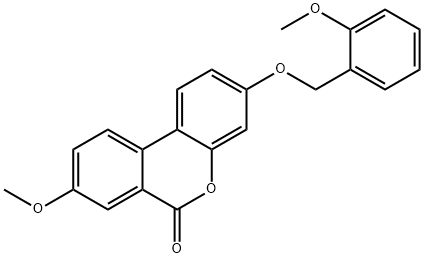 8-methoxy-3-[(2-methoxyphenyl)methoxy]benzo[c]chromen-6-one Struktur