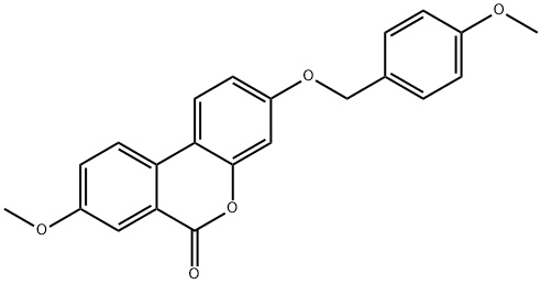 8-methoxy-3-[(4-methoxyphenyl)methoxy]benzo[c]chromen-6-one Struktur