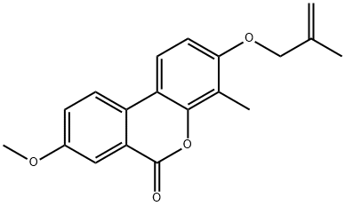 8-methoxy-4-methyl-3-(2-methylprop-2-enoxy)benzo[c]chromen-6-one Struktur