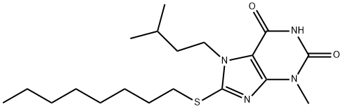 3-methyl-7-(3-methylbutyl)-8-octylsulfanylpurine-2,6-dione Struktur