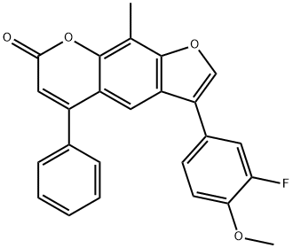 3-(3-fluoro-4-methoxyphenyl)-9-methyl-5-phenylfuro[3,2-g]chromen-7-one Struktur