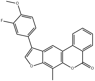 10-(3-fluoro-4-methoxyphenyl)-7-methyl-[1]benzofuro[6,5-c]isochromen-5-one Struktur