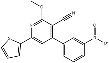 2-methoxy-4-(3-nitrophenyl)-6-thiophen-2-ylpyridine-3-carbonitrile Struktur