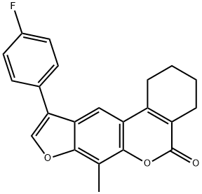 10-(4-fluorophenyl)-7-methyl-1,2,3,4-tetrahydro-[1]benzofuro[6,5-c]isochromen-5-one Struktur