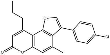 3-(4-chlorophenyl)-4-methyl-9-propylfuro[2,3-f]chromen-7-one Struktur