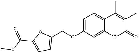 methyl 5-[(3,4-dimethyl-2-oxochromen-7-yl)oxymethyl]furan-2-carboxylate Struktur