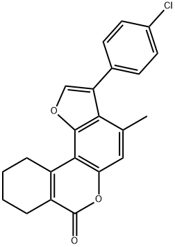 3-(4-chlorophenyl)-4-methyl-8,9,10,11-tetrahydro-[1]benzofuro[6,7-c]isochromen-7-one Struktur