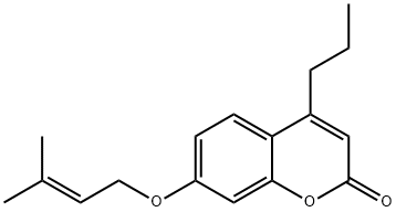 7-(3-methylbut-2-enoxy)-4-propylchromen-2-one Struktur