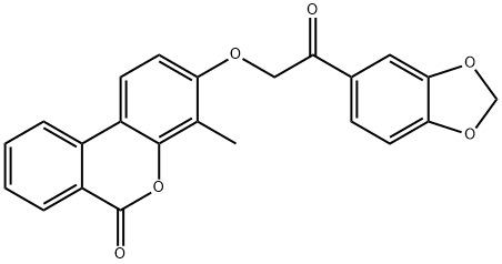 3-[2-(1,3-benzodioxol-5-yl)-2-oxoethoxy]-4-methylbenzo[c]chromen-6-one Struktur