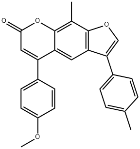 5-(4-methoxyphenyl)-9-methyl-3-(4-methylphenyl)furo[3,2-g]chromen-7-one Struktur