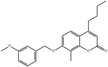 4-butyl-7-[(3-methoxyphenyl)methoxy]-8-methylchromen-2-one Struktur