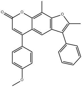 5-(4-methoxyphenyl)-2,9-dimethyl-3-phenylfuro[3,2-g]chromen-7-one Struktur