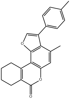 4-methyl-3-(4-methylphenyl)-8,9,10,11-tetrahydro-[1]benzofuro[6,7-c]isochromen-7-one Struktur