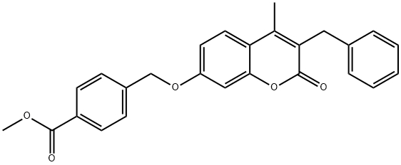 methyl 4-[(3-benzyl-4-methyl-2-oxochromen-7-yl)oxymethyl]benzoate Struktur