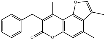 8-benzyl-3,4,9-trimethylfuro[2,3-f]chromen-7-one Struktur