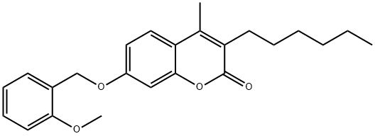 3-hexyl-7-[(2-methoxyphenyl)methoxy]-4-methylchromen-2-one Struktur